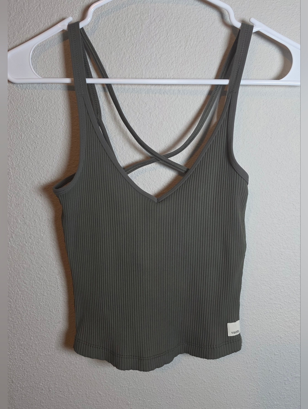 ​Vuori All The Feels Ribbed Tank XS Oregano Green BlissBlend Crop Bra Top - Picture 4 of 5